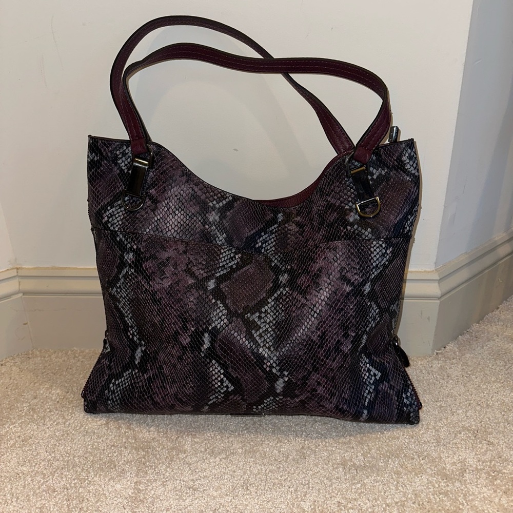 Vince Camuto purple snake skin bag
